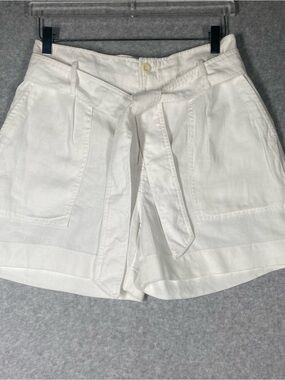 Lauren Ralph Lauren's white Linen Paperbag Waist Belted Shorts Women's Size 2